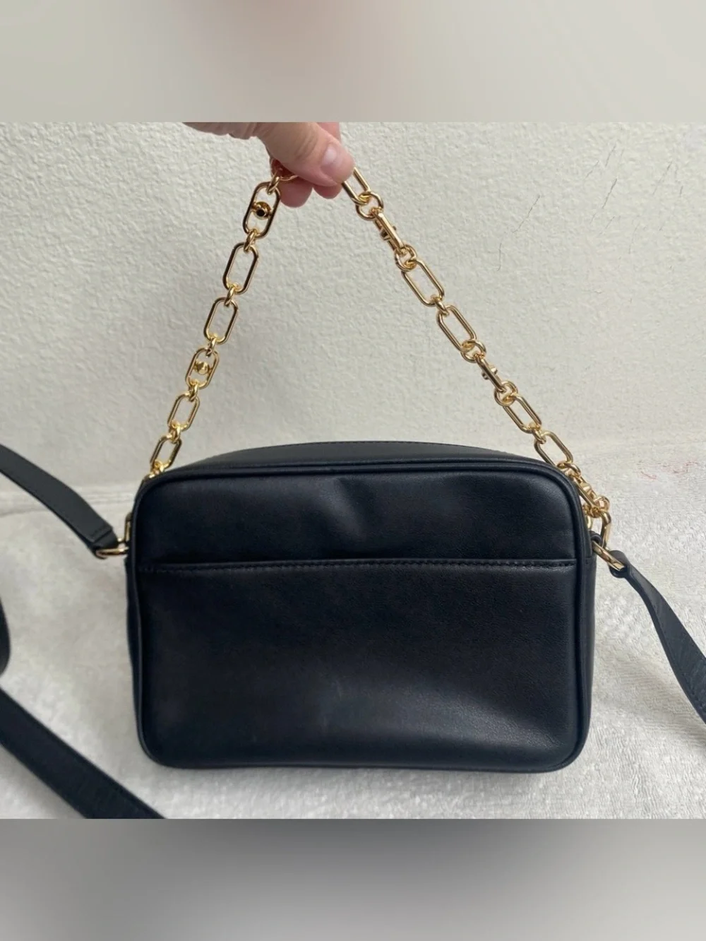 Michael Kors Women's Black Leather Gold Logo Parker Camera Crossbody Bag Classic